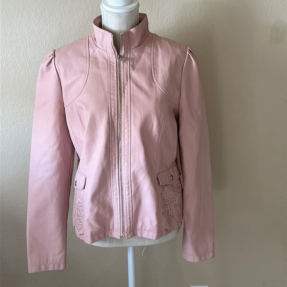 Jessica Simpson faux leather jacket( pink) UEC Size Large